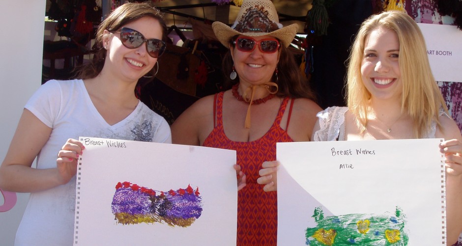 Three women are smiling
